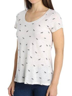 Splendid Zebra Print 100% Cotton Short Sleeve Tee Womens XS
